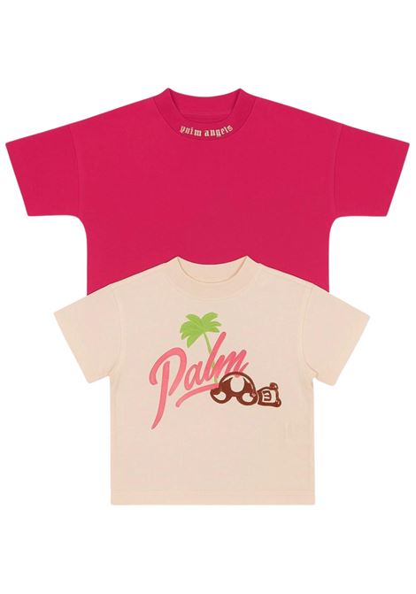 Set T-shirt bambina in cotone PALM ANGELS | PG2B001S23JER/DELROSA/FUCSIA